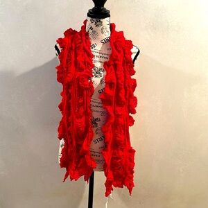Red Ruffle Scarf